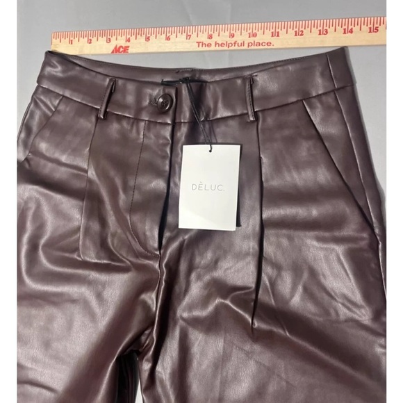 Deluc Dark Chocolate PU Dress Pants Women's Size Medium NWT - Picture 5 of 10